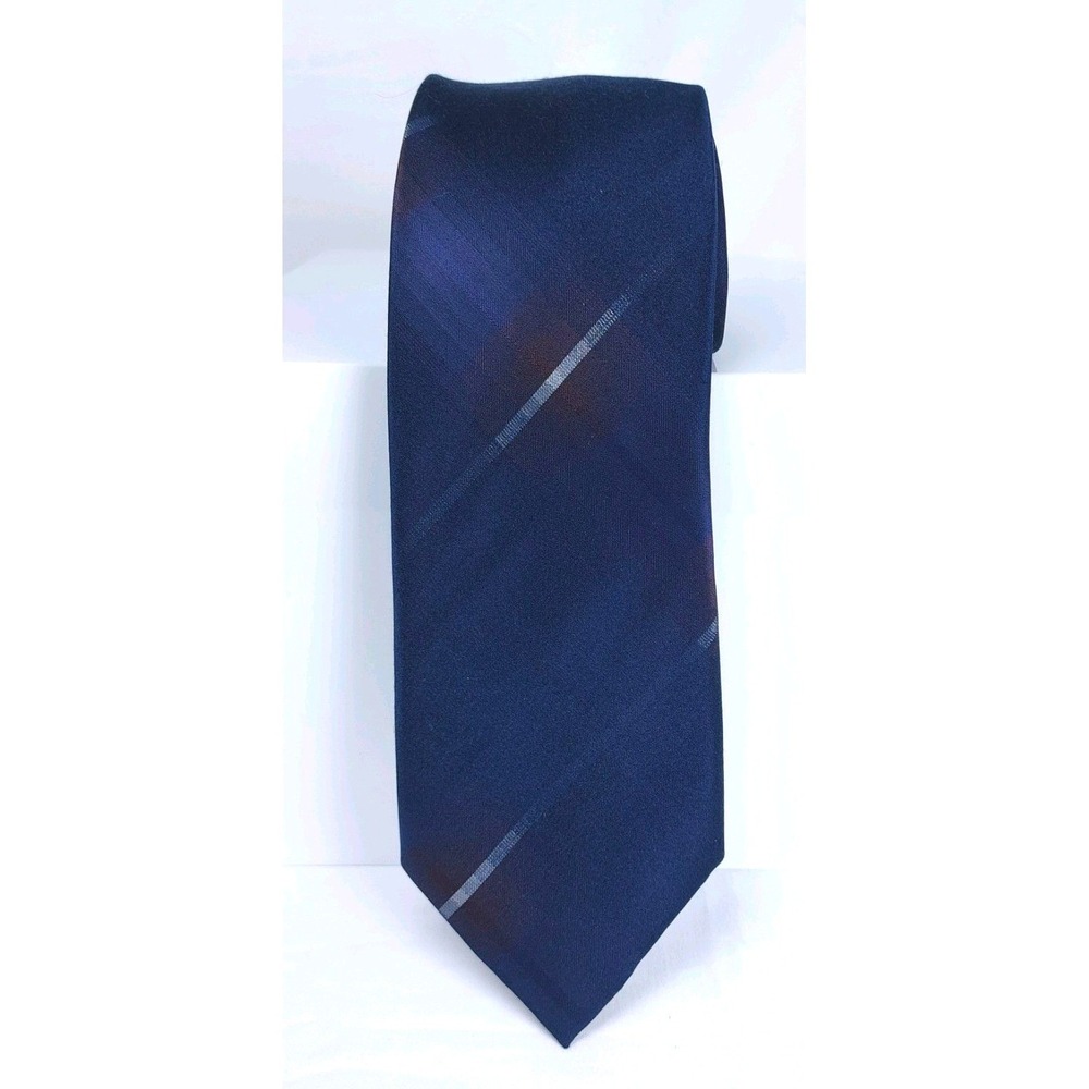 Egara Mens Silk Necktie Navy Blue Faint Striped Pattern 60"x3"